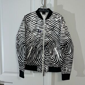 Jordan Butterfly Thumb Finger print Jumpman Black White Zipper Varsity Jacket M